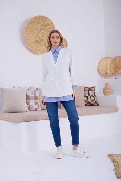 Moodbasic Tunica cu aspect cardigan cu nasturi