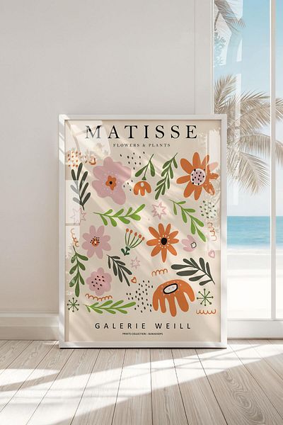 Buka Shops Tablou premium Matisse „Flori și plante” într-un cadru: Artă botanică în tonuri pastel