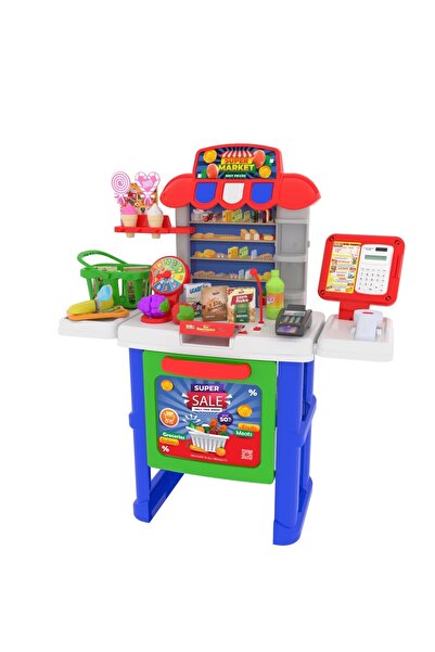 Genel Markalar Sesli Işıklı Süpermarket Kasiyer Seti Barkod Okuyuculu ve Hesa...