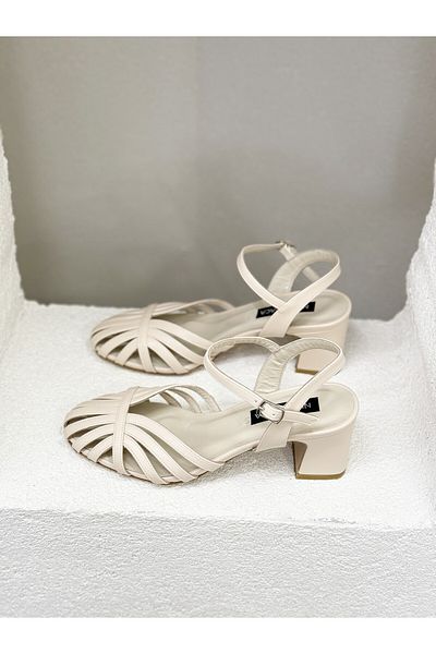 NUR KARACA 25Y8444 PANTOFI CU TOC GROSI DE 7 CM CU JUMĂTATE DESCHIS CU CUȘĂ FEMEI