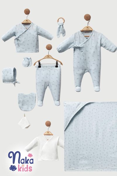 Naka Concept Mini Racer Muslin 10-Piece Baby Boy Newborn Hospital Discharge Set