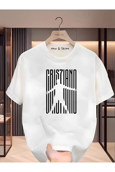 New Shine 1 tricou este un cadou pentru achiziții de 6 și mai sus în coș - Tricou oversize imprimat Cristiano Ronaldo