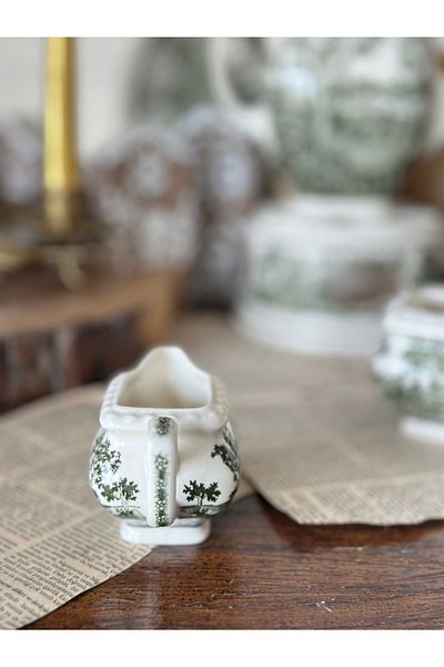 Villeroy & Boch Villeroy Boch Rusticana Stamped Dark Green Khaki Porcelain Antique Milk Jug Sauce Bowl Lemon Bowl