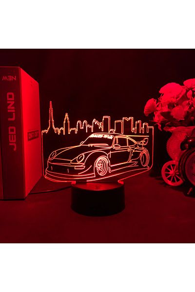 Choice USB Plug YD-4865 Sports Car 3d Illusion Lamp for Kids Bedroom Decor Nightlight Touch Sensor Atmosphe
