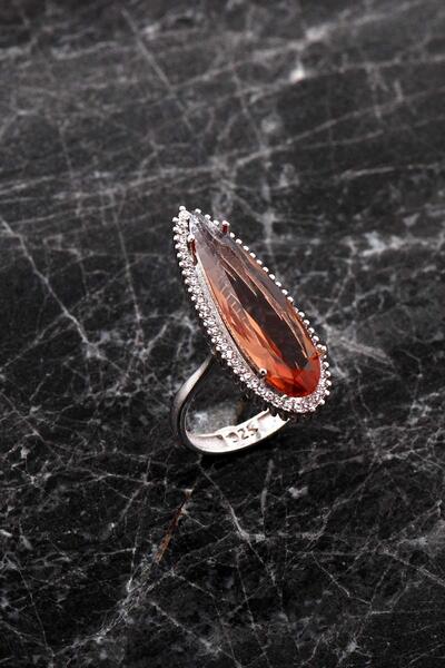 Sümer Telkari Damla Renk Değiştiren Sultan Taşlı Rodyumlu Gümüş Yüzük 5978