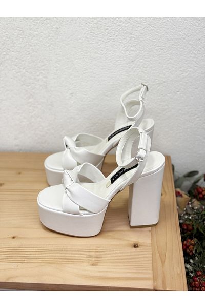 NUR KARACA 25Y8189 Front Knot Detail 14 cm Platform Heeled Shoes Women