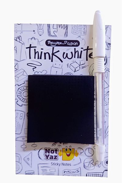 izmir yazici servis Black Adhesive Postit White Pen Gift 67X67 Mm.100 Sheets