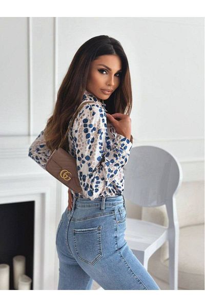 POLO BONETTA Cămașă de damă cu nasturi metalici cu model Moskrep