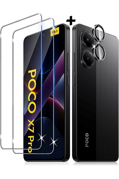 m.tk moveteck مجموعة واقي عدسة حماية الكاميرا المتوافقة مع Xiaomi Poco X7 Pro + مجموعة زجاجية واقية للشاشة 9H 2 في 1