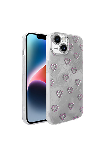 Coverzone حافظة هاتف من السيليكون بتصميم قلب فضي متوافقة مع هاتف آيفون 15