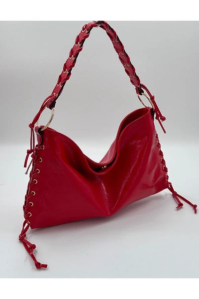 Die Fein Mercan Stores Soft Patent Leather Hand and Shoulder Bag with Tassel Detail
