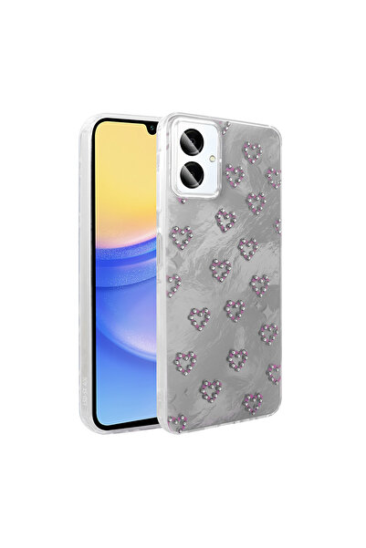 Coverzone حافظة هاتف من السيليكون على شكل قلب فضي متوافقة مع هاتف Galaxy A06