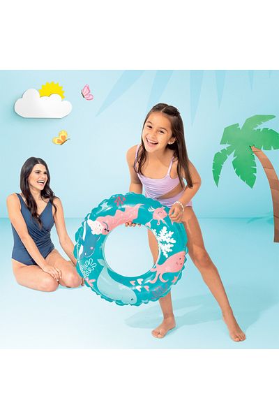 Intex حلقة سباحة للأطفال - - منقوشة شفافة - تركواز - 61 سم (59242)