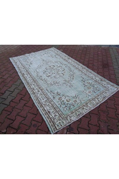 Şahmerdanoğlu 171x278 Cm El Yapımı Eskitme-Solgun Mavi- Yün Oturma Odası Halısı e47
