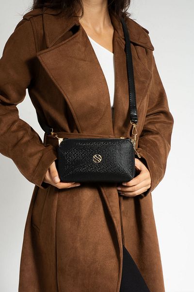 EFTREND Sanmorris Women - Geantă de umăr cu 3 compartimente din piele artificială cu fermoar metalic și crossbody