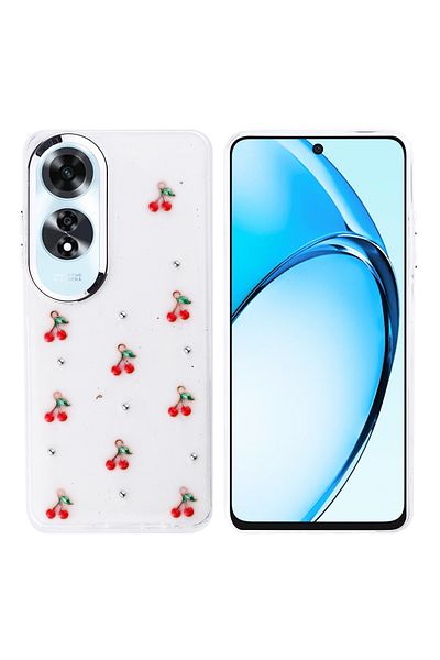 Nezih Case جراب لهاتف اوبو A60 بتصميم وسادة هوائية وغطاء منقوش شفاف فضي