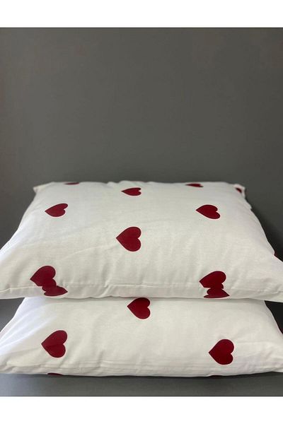 Belsina Home Βαμβακερό φερμουάρ με σχέδιο καρδιάς 2 τεμάχια 50x70 μαξιλαροθήκη