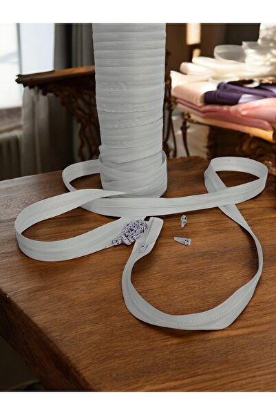 ecottonworks Tip 5 Naylon Şerit Fermuar Beyaz Renk Metrelik Fermuar 20 Metre 40 Kürsör
