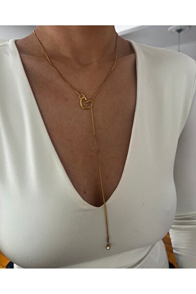 Hoop jewelery قلادة من الفولاذ على شكل قلب من حجر الراين مقاس 60 سم