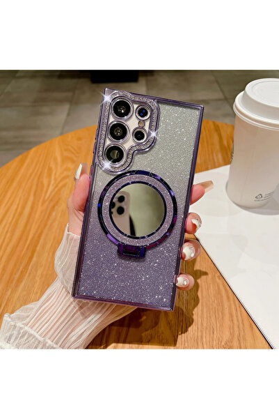 Choice جراب ماج سيف فاخر بلون بنفسجي لامع وشفاف لهاتف سامسونج S23 ألترا، متوا...