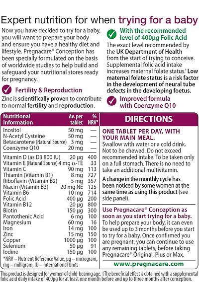 Vitabiotics Conception and Fertility Support Tablets for Women 30 tablets