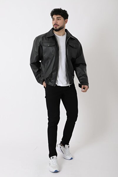 Stilkombin Παλτό από συνθετικό δέρμα Oversize με ελαστικό κάλυμμα μέσης - PLDP 2998_50447