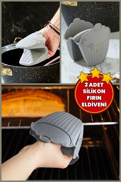 İnfeta 2 Pieces Silicone Oven Glove Holder Heat Insulated Microwave Oven Pot Tray Grip Set