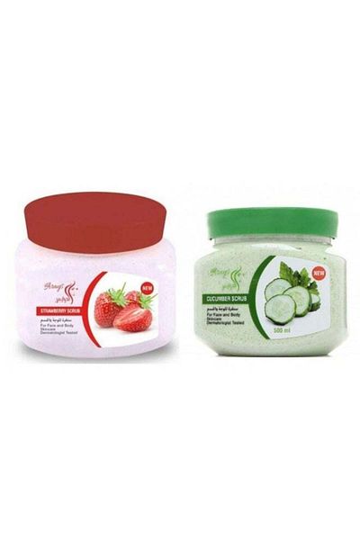 Alarays 2 boxes of Strawberry and Cucumber Face and Body Scrub Cream 500ml