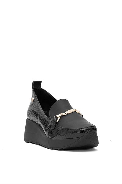 Mammamia Pantofi de damă negri casual - piele naturală neagră