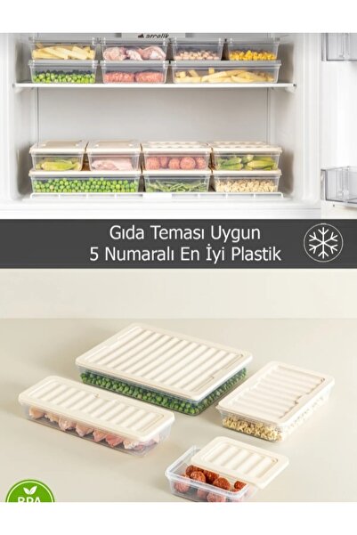 VİZYON Kapaklı Erzak Saklama Kabı Buzdolabı Organizer Set Buzdolabı Düzenleyici Buzluk Saklama Kabı