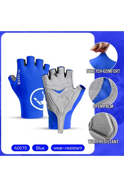 Choice M A0075-blue Breaking Wind Cycling Half Finger Gloves Anti-slip Bicycle Mittens Racing Road Bike Glo