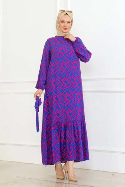 Neva Style Φόρεμα με μωβ ριγέ σχέδιο