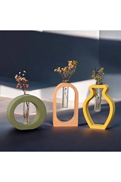 Genel Markalar Renkli 3’lü tüplü vazo seti