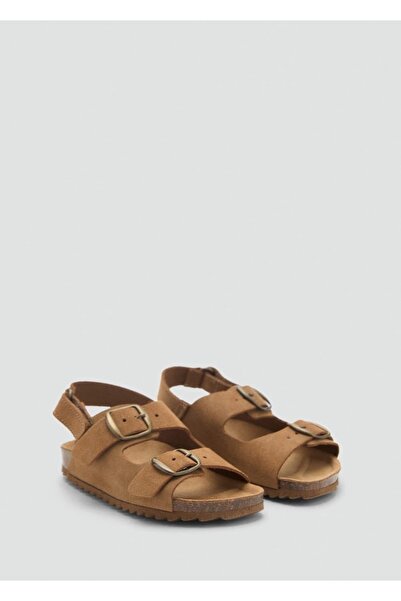 MANGO Baby Δερμάτινα σανδάλια με αγκράφα