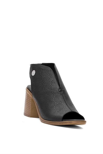 Mammamia D25YS-2915 Sandale cu toc din piele naturală pentru femei, negre