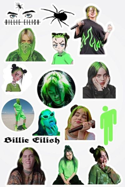 Sticksy Billie Eilishsticker Phone Laptop Notebook Tablet Notebook Flask Sticker Sticker St314