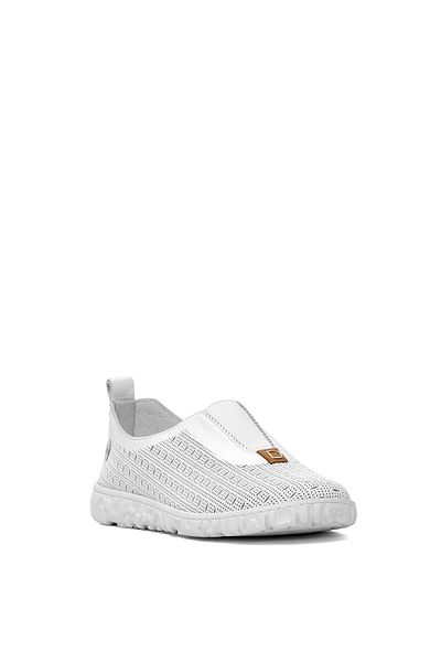 Mammamia Pantofi casual albi de damă - piele naturală