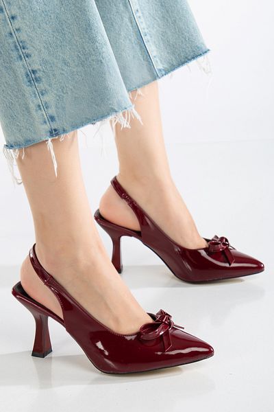 ftclothing Ft Thin Bow Detailed Classic Patent Leather Thin Heeled Shoes