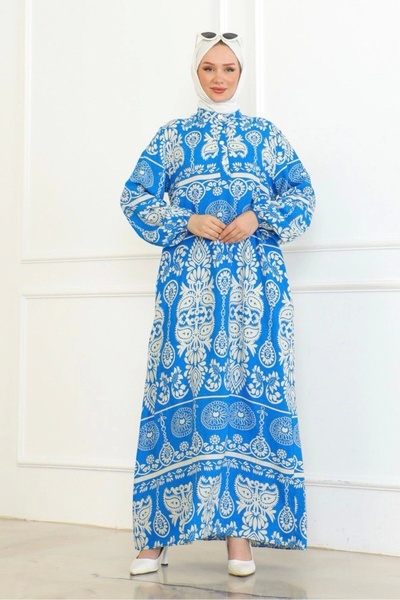 Neva Style Φόρεμα βισκόζης με μπλε σχέδιο