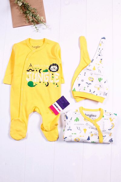 SümY Jungle Patterned Baby Boy Jumpsuit Set of 4