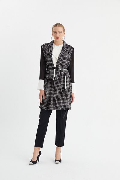Balizza Blz-Sleeve Chiffon Jacket with Belt