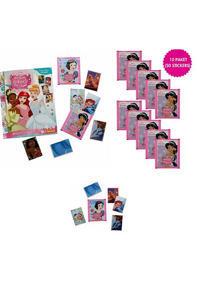 Panini Disney Princess Stik Stack Name - Stik Set: 1 Album + 10 Packs (50 Stik)