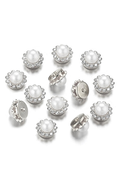 Choice 50 قطعة من خرزات الزهور من الروديوم مقاس 12 مم وأحجار الراين اللؤلؤية ...