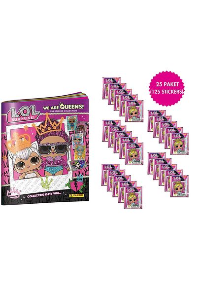 Panini L.O.L Surprise! We Are Queens Sticker Collection - Sticker Album and 25 Pack Set