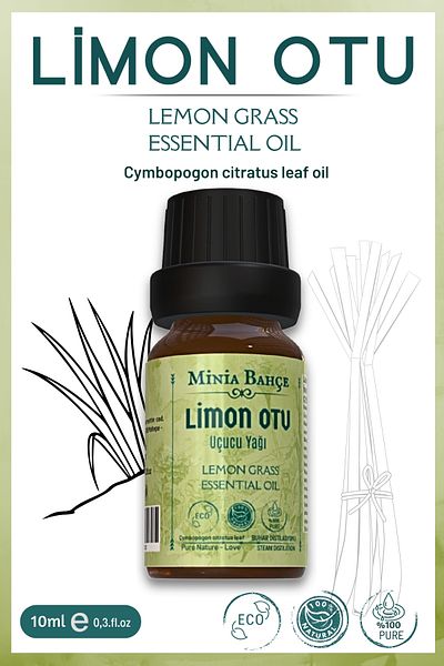 Minia Bahçe Bitki ve Sanat Atölyesi Lemongrass Essential Oil 10ml – 100% Pure and Natural