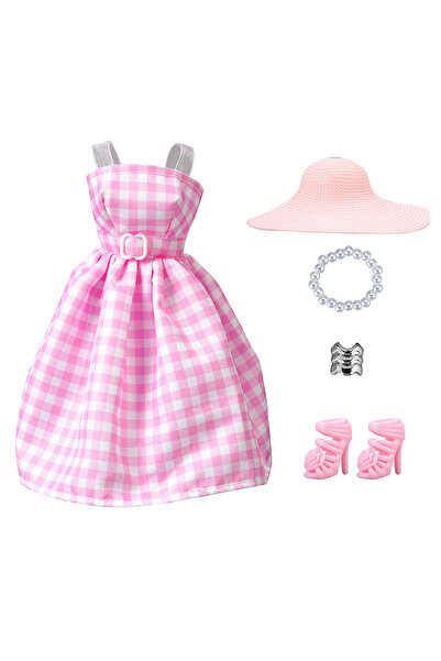 Choice ملابس دمية A1 30 سم 11 بوصة فستان منقوش بجزء علوي من الترتر وبنطال مخط...