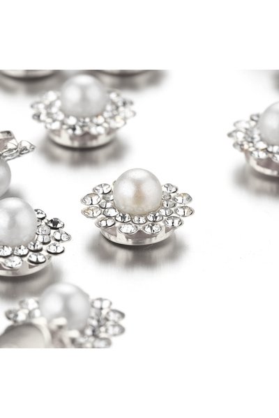 Choice 50 قطعة من خرزات الزهور من الروديوم مقاس 14 مم وأحجار الراين اللؤلؤية ...