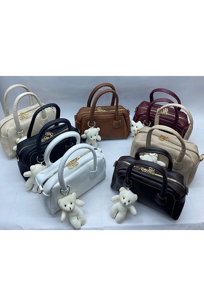 Die Fein Mercan Stores Women's Teddy Bear Charm Accessory Hand and Shoulder Bag