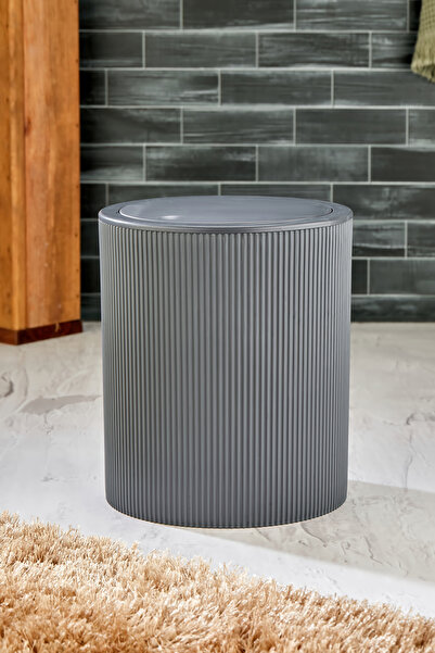 Homie Line Çizgili Yuvarlak Kapaklı Klik Çöp Kovası Banyo Mutfak