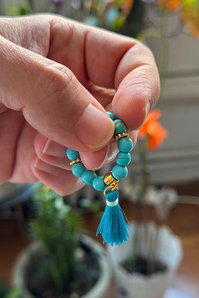 Onouqo Energy Balancing Original Ceyt Natural Stone Blue Finger Rosary